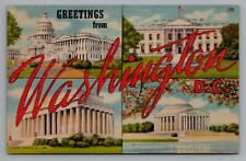 Greetings From Washington D.C. Multi-View 1952 Cancel Linen Postcard picture