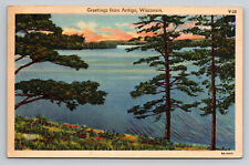 Antigo Wisconsin Greetings c1947 WI Linen Postcard picture
