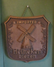 Vintage 1981 Heineken Bieren (Beer) Shield Faux Wood (Plastic) Wall Plaque 12” picture