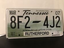 2007 Tennessee License Plate Rutherford 8F2 4J3 picture