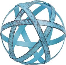 Metal Decorative Sphere for Home Decor - Distressed Blue, Hand Painted, Modern picture