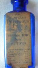 Vintage Wampole's Pulverous Pills Cobalt Medical Bottle; 3 3/4