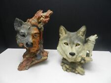 NATIVE AMERICAN INDIAN WOLF SPIRIT BROTHER RESIN SCULPTURES (LOT OF 2) BEAUTIFUL picture