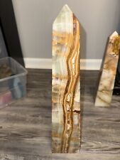 Gorgeous Polished 17.5 In H X  4 In W Pakistani Onyx Stone Obelisk Very Heavy picture