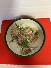 MCM Gorgeous Pine Cone Decorated Metal 5” Serving Bowl picture