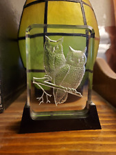 3D Etched Plastic Owl on Plastic Stand Decoration 3 1/2