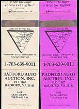 RADFORD Auto Auction Radford Virginia Set Of 2 Vintage Matchbook Covers B-3065 picture