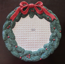 Vintage 1991 Fitz & Floyd Holiday Large Serving Plate Pine Holly Basketweave picture