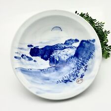 Japanese Koransha Arita Bowl Fukagawa Orchid 9” Cliff Side Ocean Horizon Signed picture