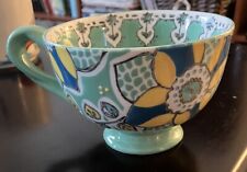 Anthropologie Large Turquoise Floral Coffee/ Tea Cup picture
