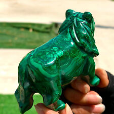 362G Natural glossy Malachite Crystal  Handcarved lion mineral sample picture