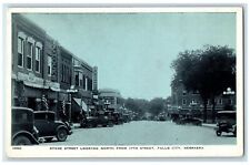c1920's Stone Street Looking North From 17th Street Falls City Nebraska Postcard picture