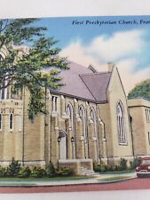 C 1940 First Presbyterian Church Franklin PA Old Cars Linen Vintage Postcard picture
