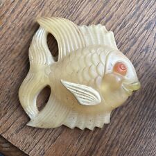 Vintage 1970 Natural Chalkware Plaster Fish Lucite Resin picture