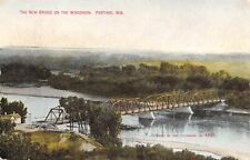 Portage Wisconsin~New Multi Span Thru Truss Bridge Over River~Buildings~1908 PC picture