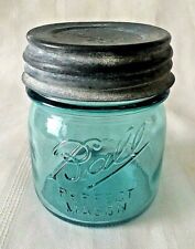 BALL 1/2 HALF PINT BLUE MASON Jar ~ Antique Zinc Lid 