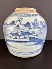 CHINESE 18TH CENTURY CANTON BLUE & WHITE UNDERGLAZE GINGER JAR picture