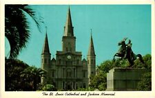 VTG Postcard- J.2. THE ST. LOUIS CHTHEDRAL AND JACKSON MEMORIA. Unused 1960 picture