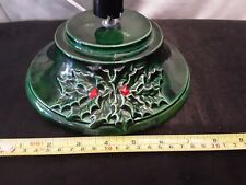 Vintage NOWELL'S  MOLD 1978 Green Ceramic HOLLY BERRY Christmas Tree BASE picture