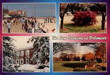 Dover Delaware beach azaleas snow scene capitol fall foliage Map back postcard picture