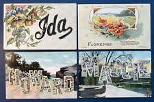 4 Friendship Name Greetings Antique Postcards. Maggie, Howard, Ida, Florence picture