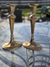 Solid Brass Candle Stick Holders Two Tone Silver Brass Set Of 2 picture