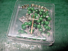 VINTAGE  ROSARY  ST. PATRICK PRAY FOR  US  GLASS BEADS  MADE   IN   ITALY picture