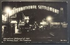 RPPC International Settlement At Night Old Barnaby Coast San Francisco Neon  picture