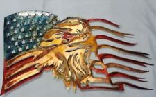 Handmade 3D Copper American Eagle Flag Wall Art picture