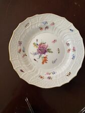 Vintage Meissen Porcelain Hand Painted Porcelain Deep Well Plate Scalloped Edge picture