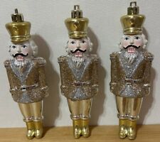 Nutcracker Christmas Ornaments Gold & Silver Shatterproof 6 “ Set Of 3  NEW picture