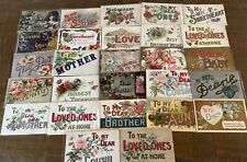 Lot of 27 Greetings~Postcards with~Words~To Family~Sentiments~Large Letters~h456 picture
