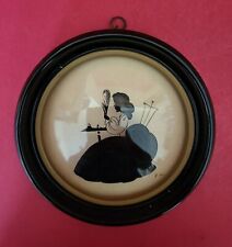 VTG Reverse Silhouette on Glass Woman Round Peter Watson Studio Hand Painted picture