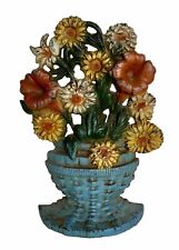 Antique/Vtg John Wright Cast Iron Door Stop Flowers/Daisies in a Basket 9