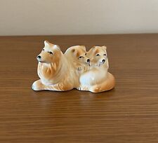Vintage ceramic sable rough collie mama and pups figurine picture