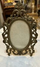 Antique Early 1900’s Rococo Floriated Picture Frame Gold Gilt Cast Iron picture