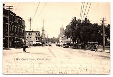 Antique Everett Square, Street Scene, Trolley, Wagons, Fountain, Everett, MA picture