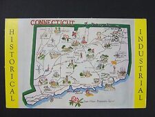 Connecticut CT State Road Map Historical Industrial Vintage Postcard 1950s picture