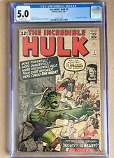 Incredible Hulk 5 CGC 5.0 Off White .  1963 1st App Tyrannus picture