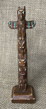 Vintage BOMA Small Brown Thunderbird Totem Pole 6” Tall, Made in Canada  picture