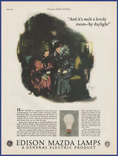 Vintage 1926 EDISON Mazda Lamps Electric Light Bulbs Rundle Art 20's Print Ad picture
