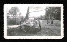 SWIMSUITS HANGING TREE DRYING LADY'S PICNIC IN PARK OLD/VINTAGE PHOTO- J596 picture