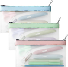 Clear Pencil Pouch-3 Pack, Clear Pencil Case, Pen Holder with Zipper for Kids, C picture