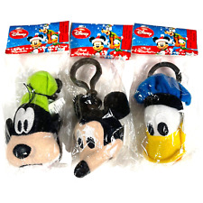 Set of 3 Disney Mickey Mouse Goofy Donald Duck Plush 3in Keychains Sealed Toys picture