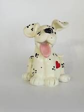 Exhart white dog black spots figurine porcelain EUC picture