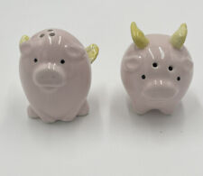 When Pigs Fly Flying Cute Pink Pig Salt & Pepper Shakers Boston Warehouse New picture