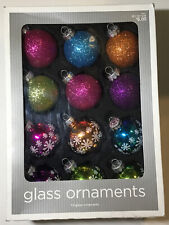 Glass Christmas Ornaments 6 Snowflakes 6 Glitter Set of 12 Target 2011 picture