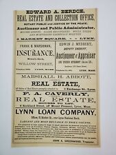 1887 Lynn Massachusetts Advertisement Real Estate Berdge Abbott Caverly Sisk  picture