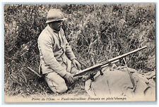 c1910 Front de L'Oise French Machine Gun In Open Fields France WW1 Postcard picture