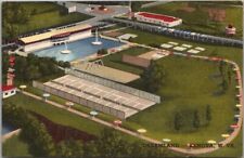 Vintage 1947 KENOVA, West Virginia Postcard DREAMLAND POOL Aerial View / Linen picture